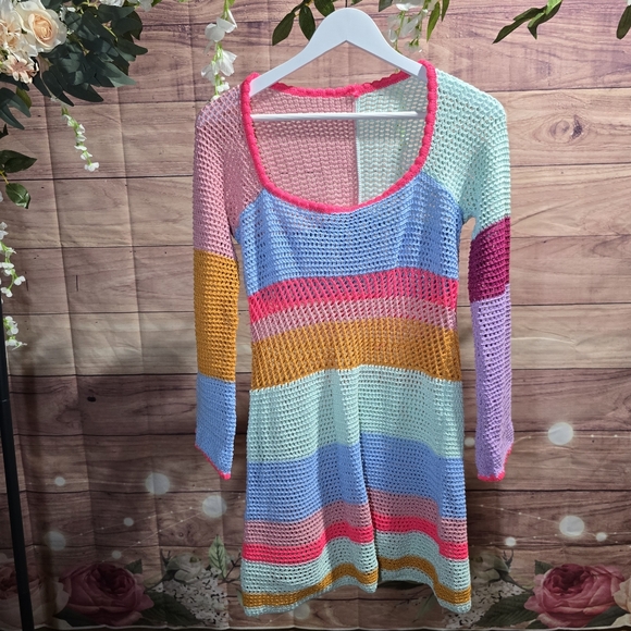 Multicolor Crochet Swim Coverup (T33) - Picture 6 of 7